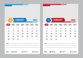 calendario de pared moderno 2023 plantilla de diseño de enero pro vector