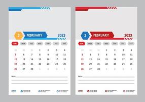 Modern 2023 Wall Calendar February Design Template Pro vector