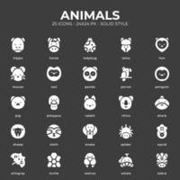 paquete de iconos de animales con color blanco vector