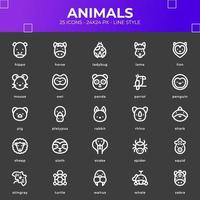 paquete de iconos de animales con color blanco vector