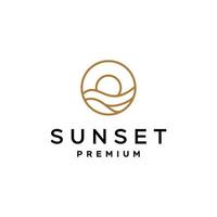 sun beach logo icon vector in trendy line linear outline illustration