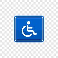silla de ruedas, estacionamiento para discapacitados etiqueta de acceso signo icono de vector azul plano para aplicaciones e ilustración de impresión
