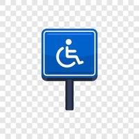 silla de ruedas, estacionamiento para discapacitados etiqueta de acceso signo icono de vector azul plano para aplicaciones e ilustración de impresión