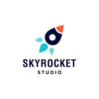 minimal rocket astronaut logo icon design in trendy simple modern style vector