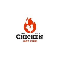 logotipo de pollo de fuego rústico, ilustración de icono de vector de símbolo de llama de gallina, logotipo de gradiente moderno, icono de aplicación de restaurante de comida rápida