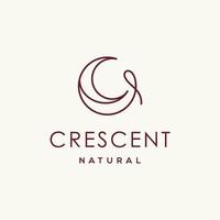 elegant crescent moon and star logo design line icon vector in luxury style outline linear