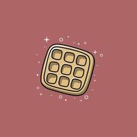 waffle cartoon with sparkling stars vector