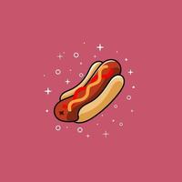 sausage egg on pan with sparkling stars cartoon vector