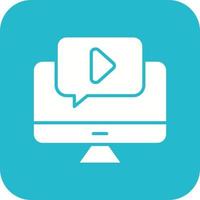 Video Tutorial Glyph Round Corner Background Icon vector