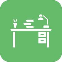 Study Table Glyph Round Corner Background Icon vector