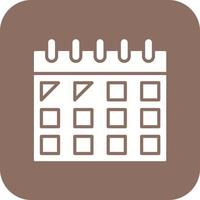 Calendar Glyph Round Corner Background Icon vector