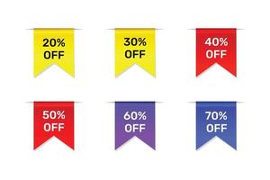 Vector collection of promo stickers and badges with different percent discount