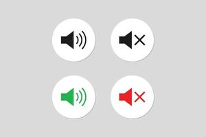 Microphone sound on and off green and red icons buttons design. vector