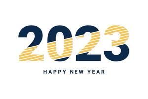 feliz año nuevo 2023 banner creativo y diseño de texto. vector