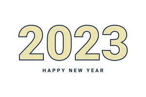 feliz año nuevo 2023 banner de estilo simple y diseño de texto. vector