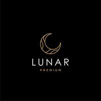 elegant crescent moon and star logo design line icon vector in luxury style outline linear