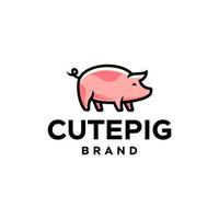 pig piglet Logo mascot and icon or cartoon template vector stock illustration