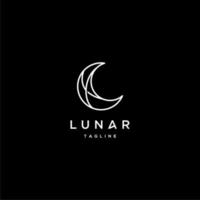 elegante luna creciente y estrella logo diseño línea icono vector en estilo de lujo contorno lineal