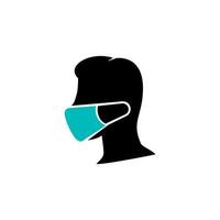 icono de vector de máscara médica emoji, hombre con icono de vector de máscara facial, protegerse con ilustración de símbolo de máscara