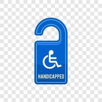 Wheelchair, handicapped parking hang tag access sign flat blue vector icon for apps and print illustration