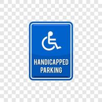 Wheelchair, handicapped parking hang tag access sign flat blue vector icon for apps and print illustration