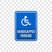 Wheelchair, handicapped parking hang tag access sign flat blue vector icon for apps and print illustration