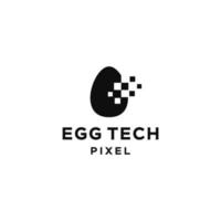 black egg icon logo design with pixel square symbol, isolated on white background, logo for technology company vector