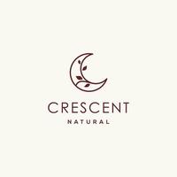 elegant crescent moon and star logo design line icon vector in luxury style outline linear