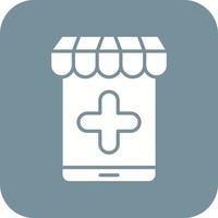 Online Pharmacy Glyph Round Corner Background Icon vector