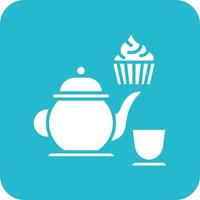 Afternoon Tea Glyph Round Corner Background Icon vector