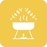 Satay Glyph Round Corner Background Icon vector