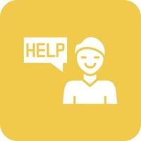 Ask For Help Glyph Round Corner Background Icon vector