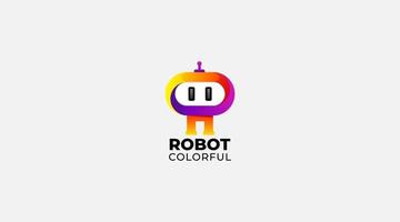 ilustración de diseño de logotipo de vector de robot degradado