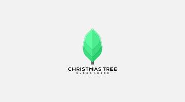 logotipo de árbol de navidad abstracto moderno en diseño de forma de hoja vector