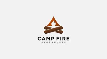 diseño de logotipo de fuego de campamento degradado en estilo moderno vector