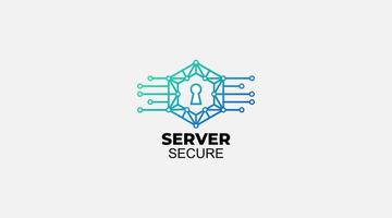 Server secure tech vector logo design template