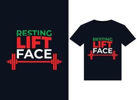 Resting Lift Face illustrations for print-ready T-Shirts design vector