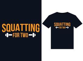 Squatting For Twoillustrations for print-ready T-Shirts design vector