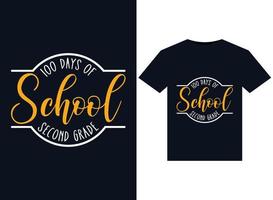 100 Days Of School second Grade illustrations for print-ready T-Shirts design vector