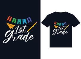 Hello 1st Grade illustrations for print-ready T-Shirts design vector