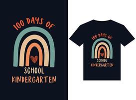 100 días de clases ilustraciones de jardín de infantes para el diseño de camisetas listas para imprimir vector