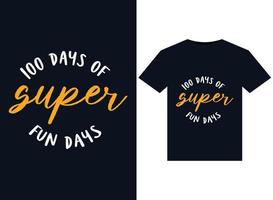 100 días de ilustraciones de días súper divertidos para el diseño de camisetas listas para imprimir vector