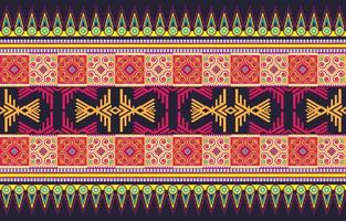 Ikat tribal seamless pattern. Ethnic Aztec fabric carpet mandala ornament native boho chevron textile. Geometric oriental tranditional. Abstract embroidery background. vector