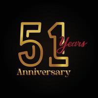 51st anniversary celebration logotype with handwriting golden and red colour elegant design . vector anniversary for celebration, invitation card, and greeting card.