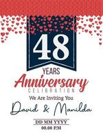 48th Years Anniversary Logo Celebration With Love for celebration event, birthday, wedding, greeting card, and invitation vector