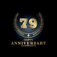 Template emblem 79th years old luxurious anniversary with a frame in the form of laurel branches and the number . anniversary royal logo. Vector illustration Design