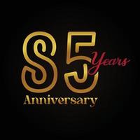 Logotipo de celebración del 85 aniversario con diseño elegante de color dorado y rojo. aniversario vectorial para celebración, tarjeta de invitación y tarjeta de felicitación. vector