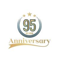 95 Year Anniversary Vector Template Design Illustration. Gold And Blue color design with ribbon