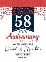 58th Years Anniversary Logo Celebration With Love for celebration event, birthday, wedding, greeting card, and invitation vector