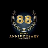 Template emblem 88th years old luxurious anniversary with a frame in the form of laurel branches and the number . anniversary royal logo. Vector illustration Design